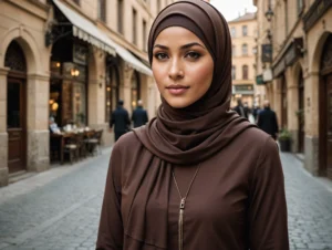 Brown Jersey Scarf & Tube Innercap Set – Color Match Combo Pack for Women