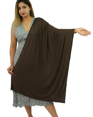 WOMENS-COTTON-JERSEY-SCARF-BROWN-FRONT