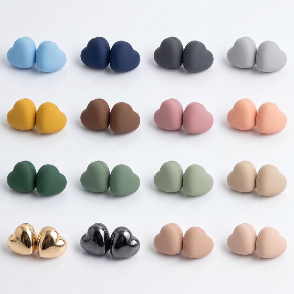 Technical size guide showing a dark grey magnetic hijab pin measuring 10 millimeters wide by 10 millimeters high on a clean cream background.